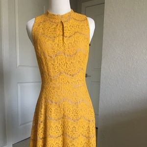 Mustard yellow lace dress